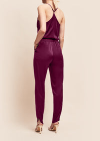 Estella Burgundy Silk Trousers - MAIMIE LONDON