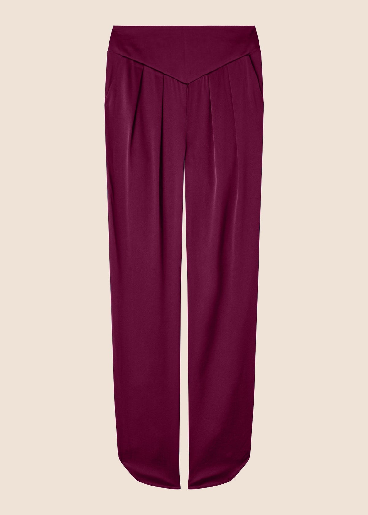 Estella Burgundy Silk Trousers - MAIMIE LONDON