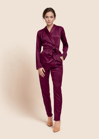 Estella Burgundy Silk Trousers - MAIMIE LONDON