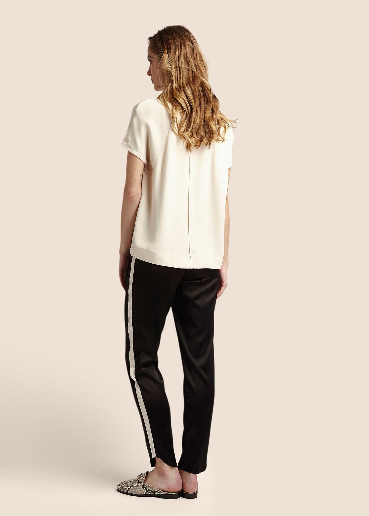 Estella Ebony Ivory Silk Trousers - MAIMIE LONDON