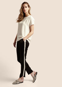 Estella Ebony Ivory Silk Trousers - MAIMIE LONDON