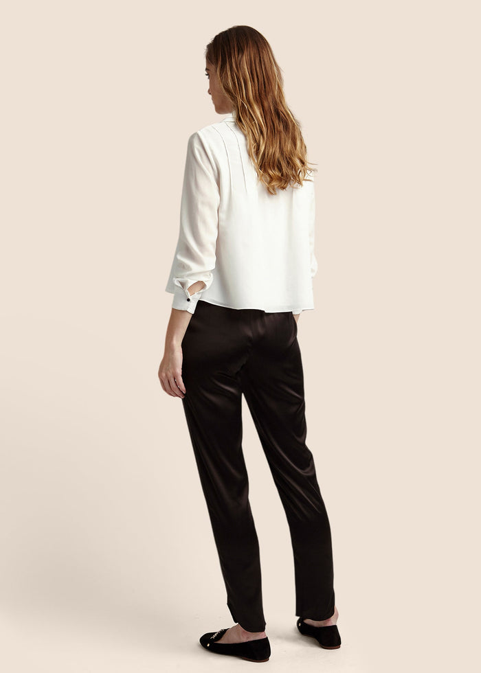 Estella Ebony Silk Trousers - MAIMIE LONDON