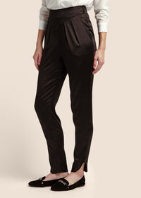 Estella Ebony Black Silk Trousers - MAIMIE LONDON