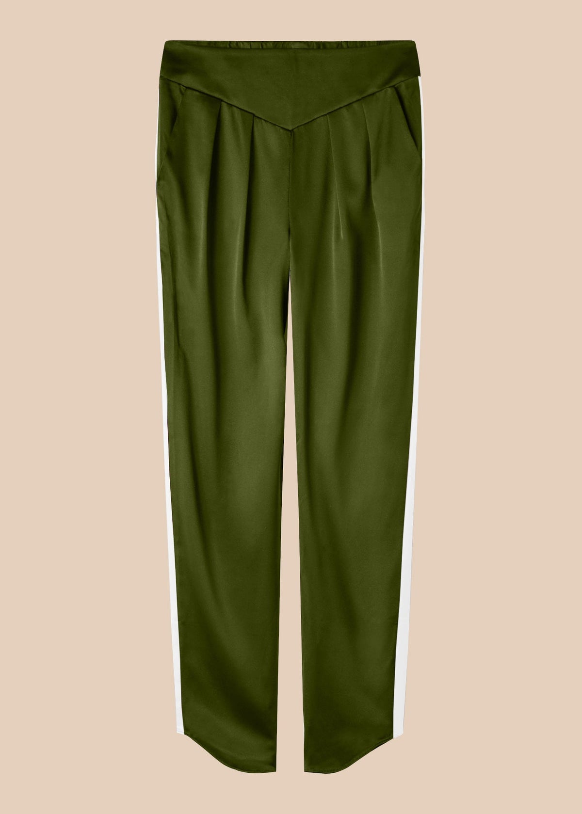 Estella Matcha Ivory Silk Trousers - MAIMIE LONDON