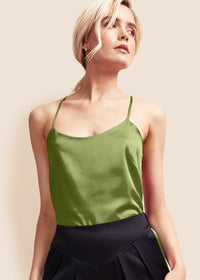 Lola Matcha Silk Camisole Top - MAIMIE LONDON