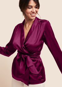 Roxy Burgundy Silk Wrap Jacket - MAIMIE LONDON