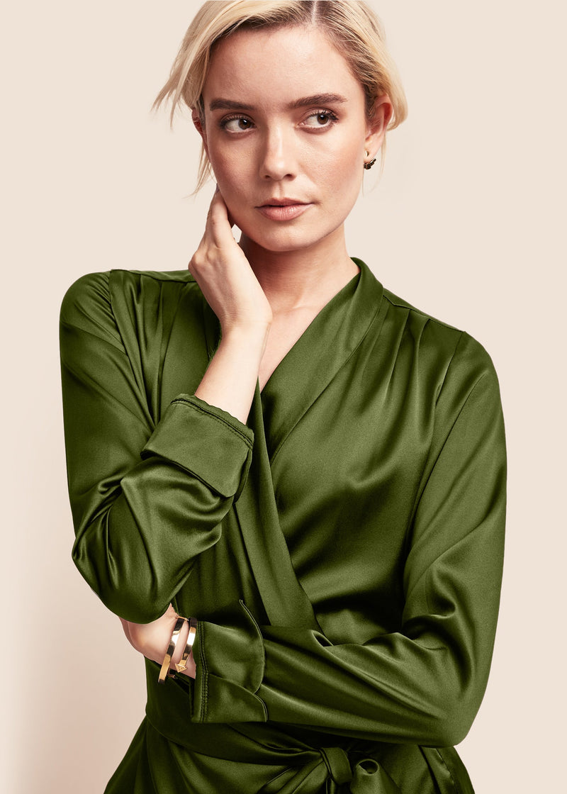 Roxy Matcha Silk Wrap Jacket - MAIMIE LONDON