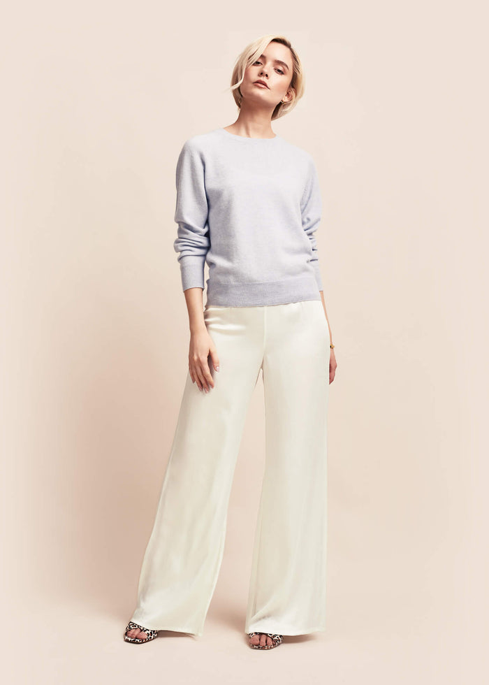 Eva Ivory Silk Palazzo Trousers - MAIMIE LONDON