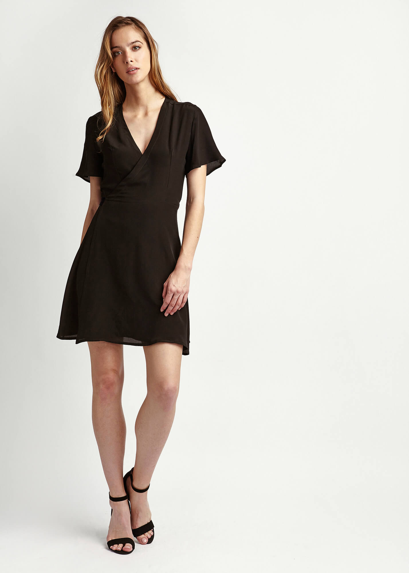 Silk mini dress with on sale sleeves